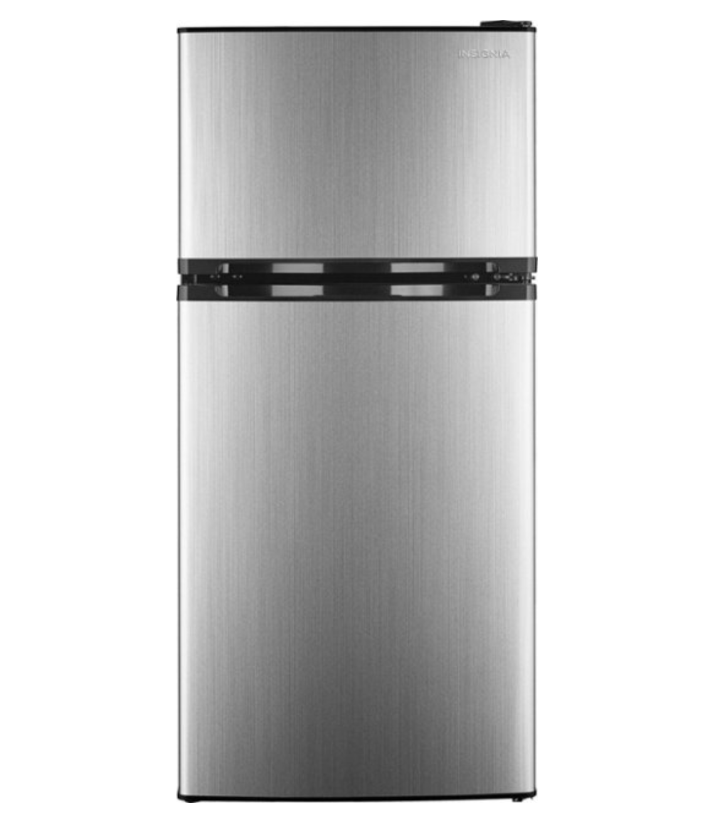 Insignia - 4.3 Cu. Ft. Top-Freezer Refrigerator, Stainless steel