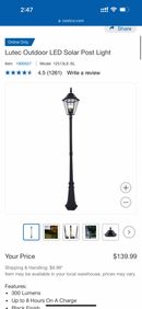 89" Lutec Outdoor LED Solar Post Light