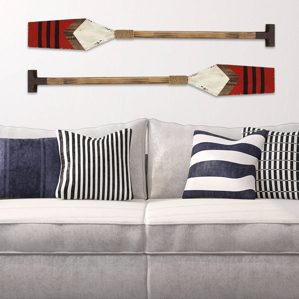 set of 2 Stratton Home Decor Red Nautical Oars Wall Decor