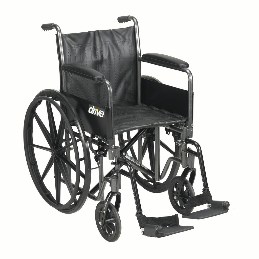 Equate Wheelchair With Large 18-Inch Padded Seat, Removable Swing-Away  Footrests, Foldable, Black