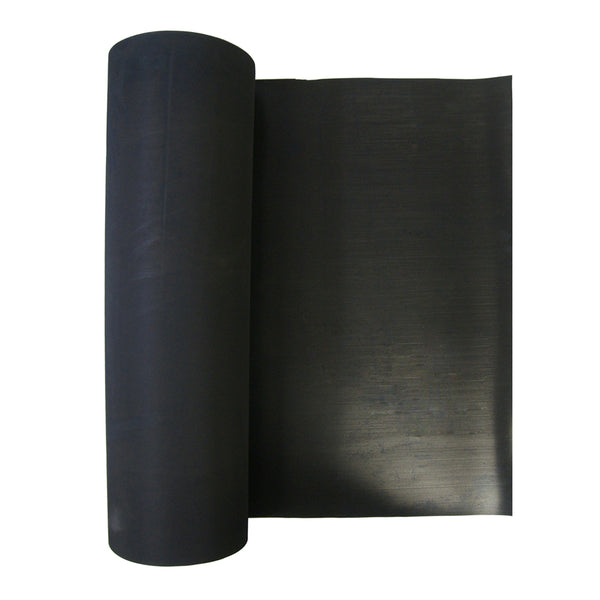 Rubber-Cal "Fine-Rib" Corrugated Rubber Floor Mats - 1/8 in x 4 ft x 15 ft Black Rubber Runners