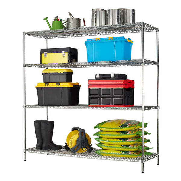 Hyper Tough 4 Shelf Industrial Steel Wire Shelving Unit, Chrome, 24"Dx60"Wx72"H, 4000 lb Capacity